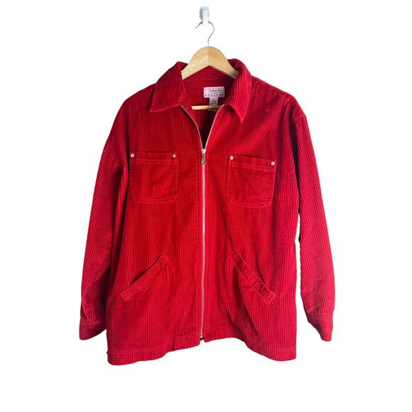 Talbots Petites Women’s Red Corduroy Casual Zip Up Jacket Size SP - Picture 1 of 8
